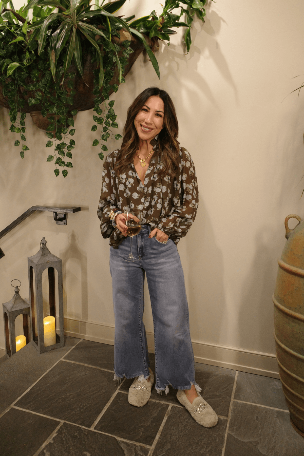 Frayed-hem High-rise Wide-leg Denim Jeans