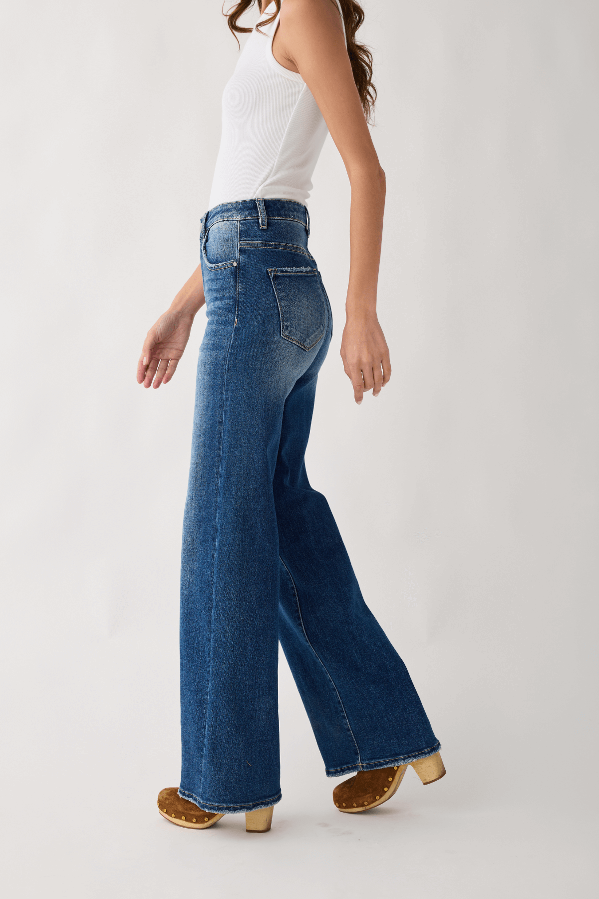 Distressed Wide-leg High-rise Denim Jeans