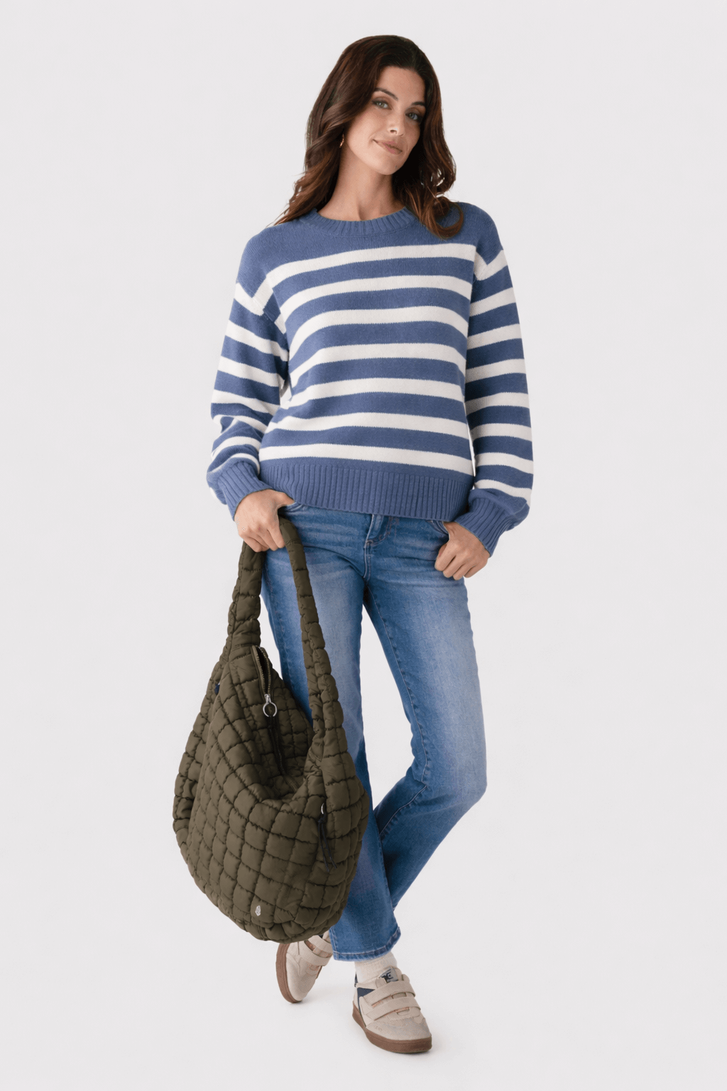 Crew-neck Striped Relaxed-fit Knit Sweater