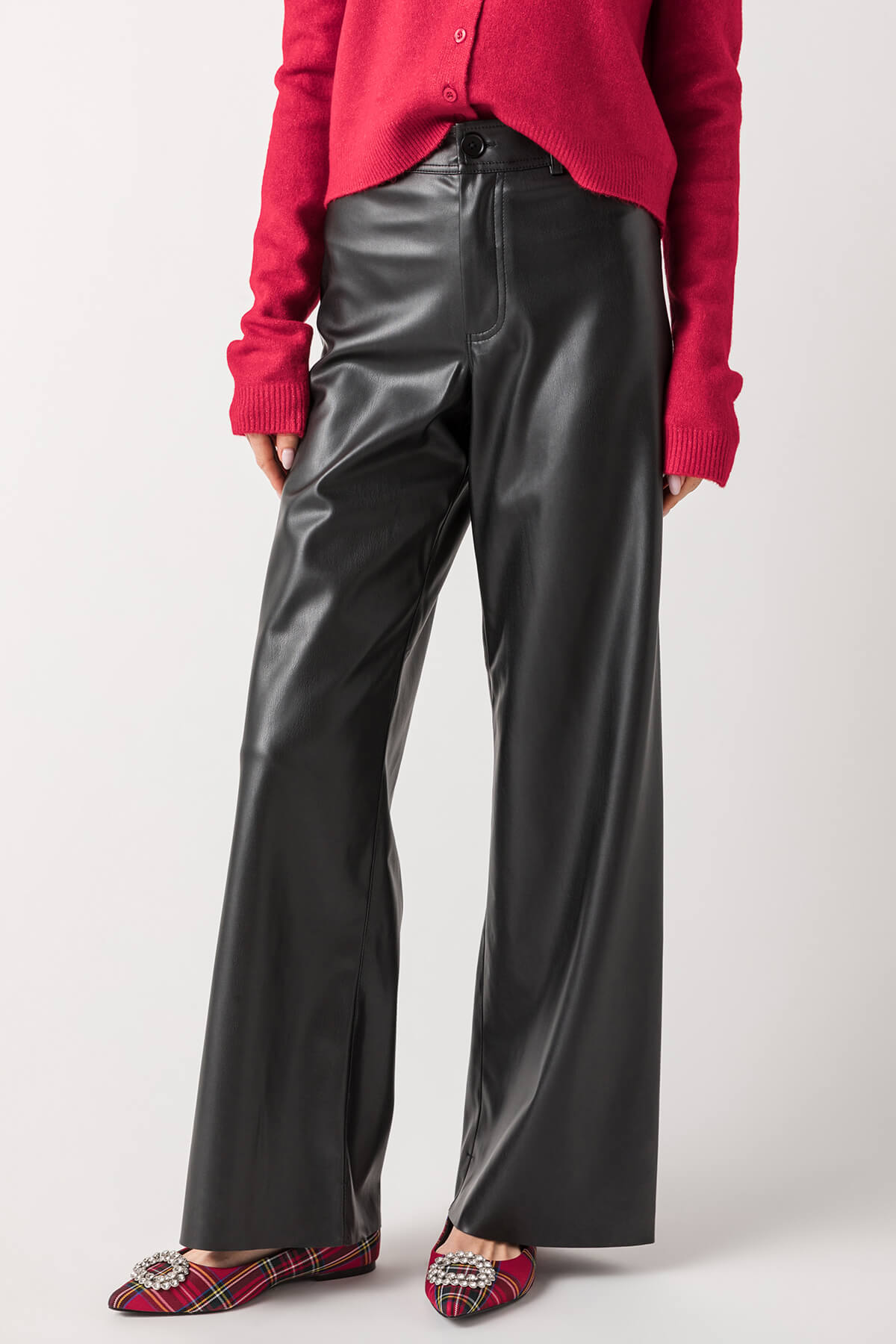 High-rise Wide-leg Faux Leather Pants