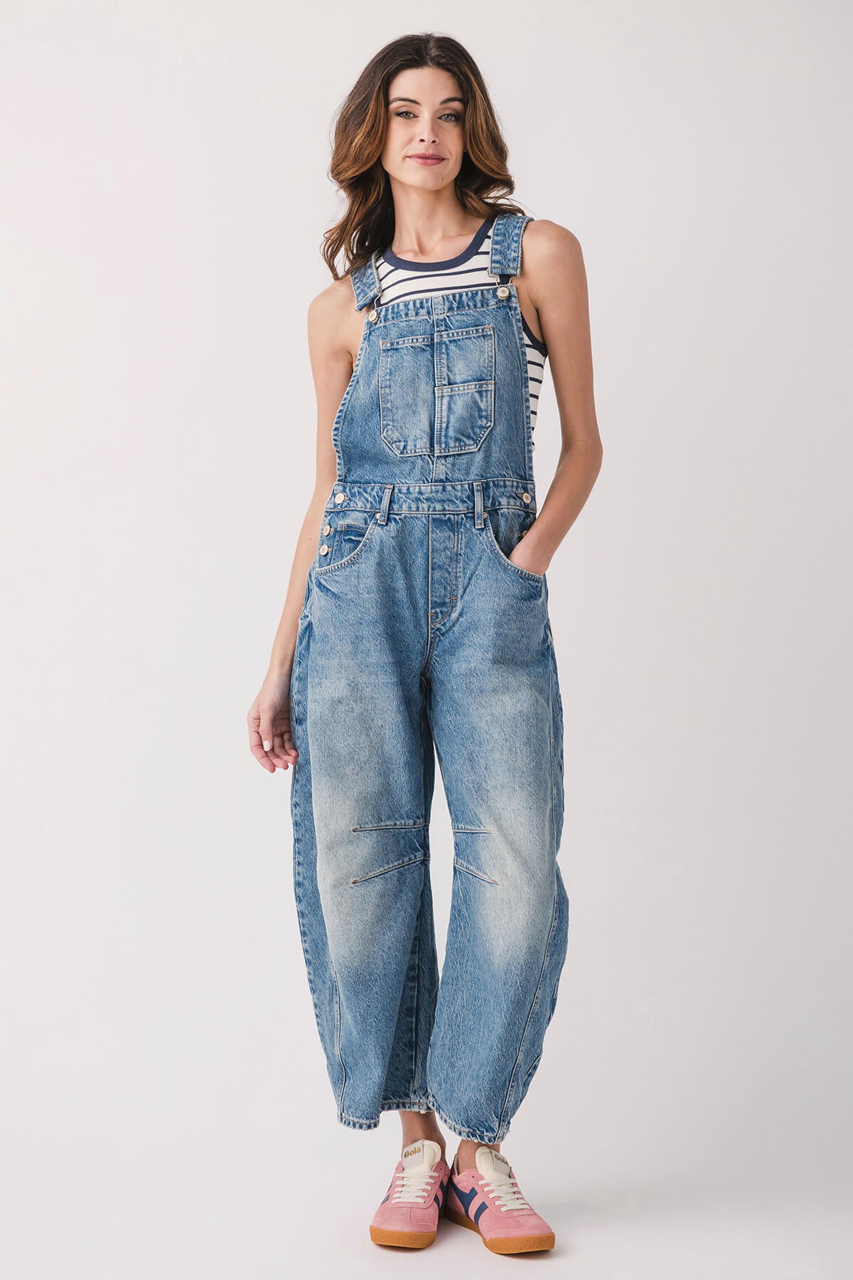 Cropped Wide-leg Denim Overall