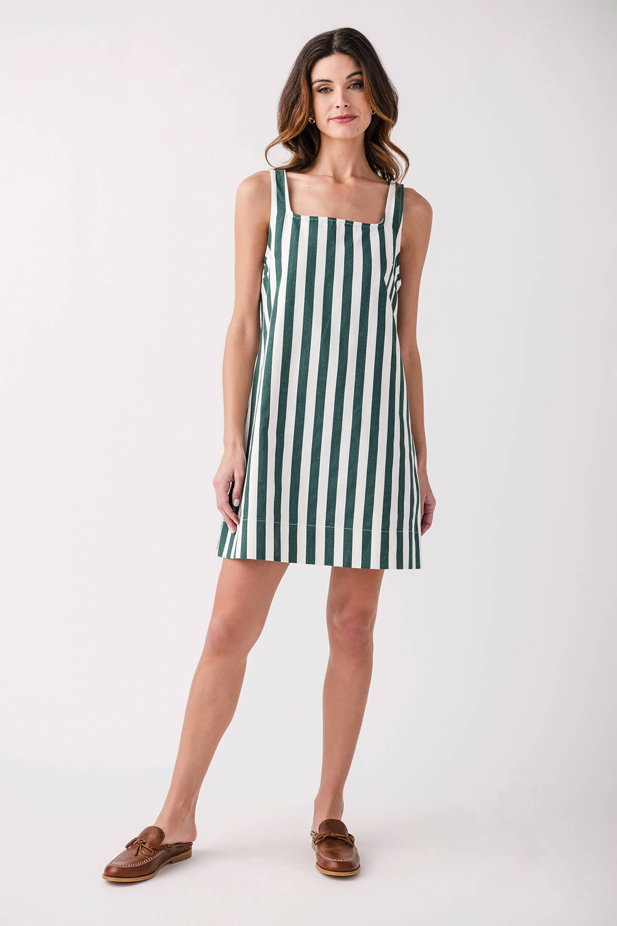 Square-neck Striped Mini Dress