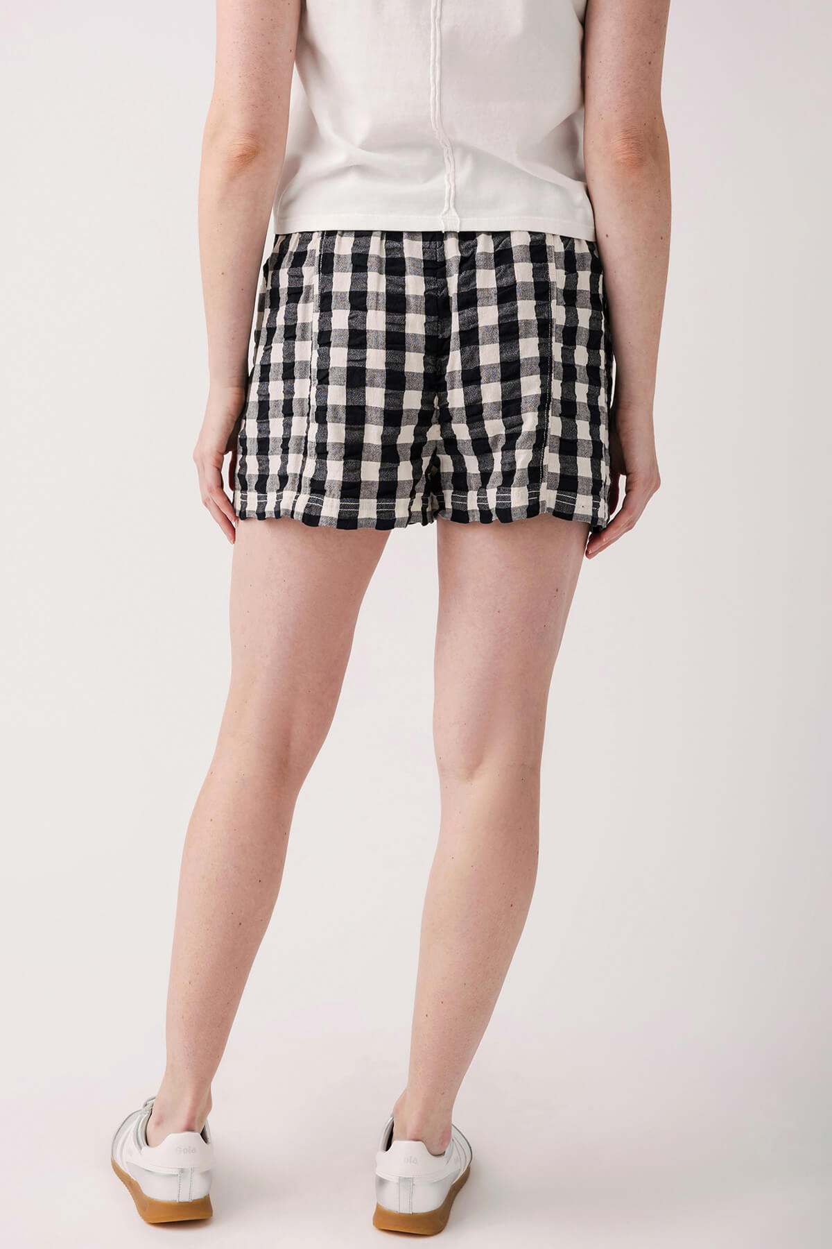 Gingham-pattern Elastic-waist Shorts