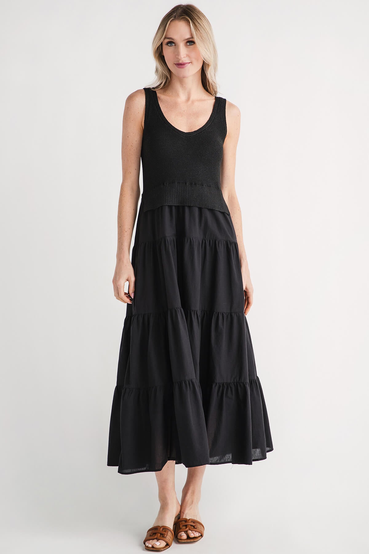 V-neck Tiered Maxi Dress