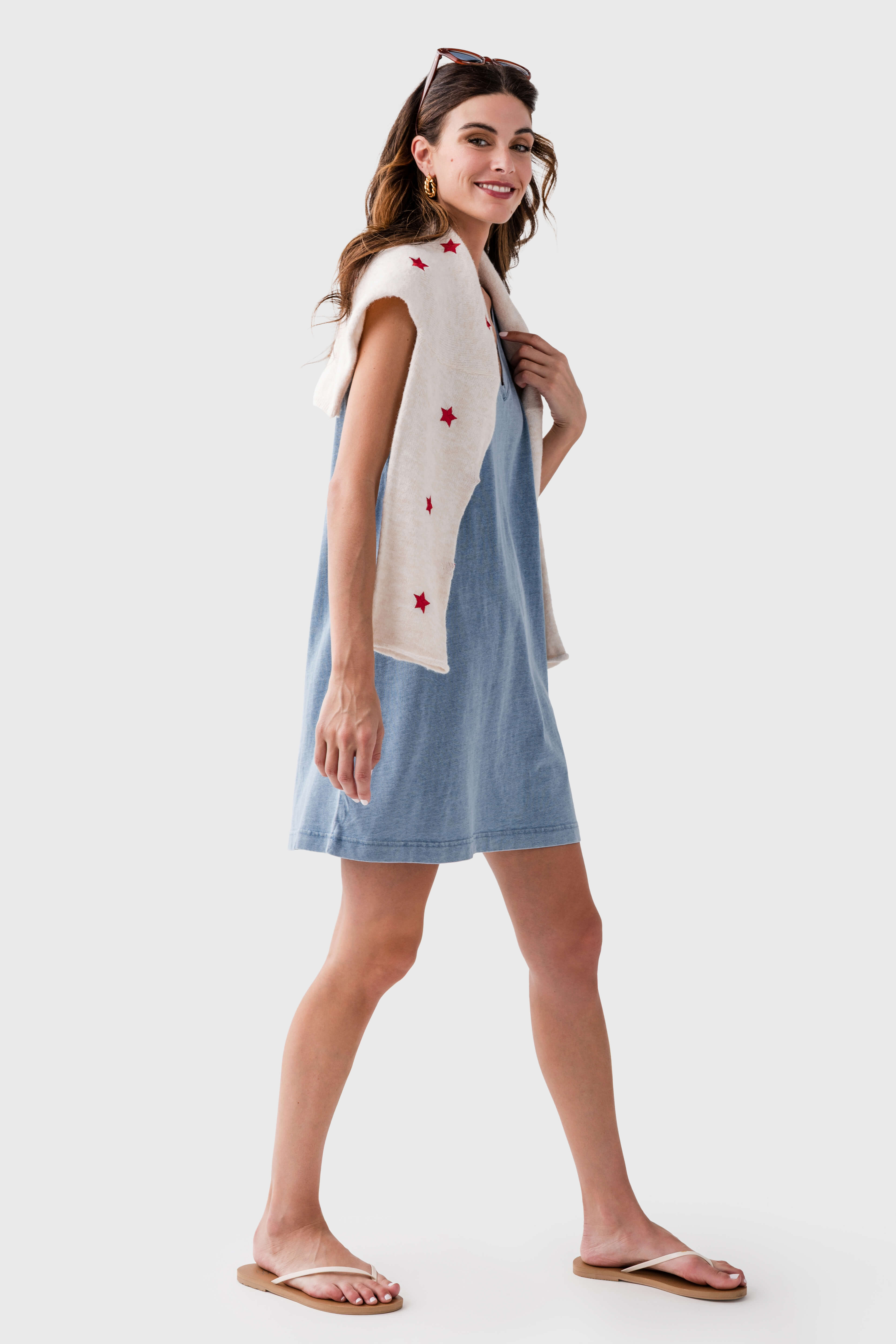 Star-embroidered Knit Cardigan