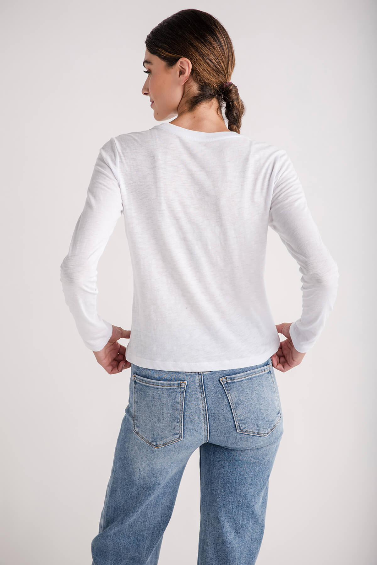 Crewneck Cropped Long-sleeve T-shirt