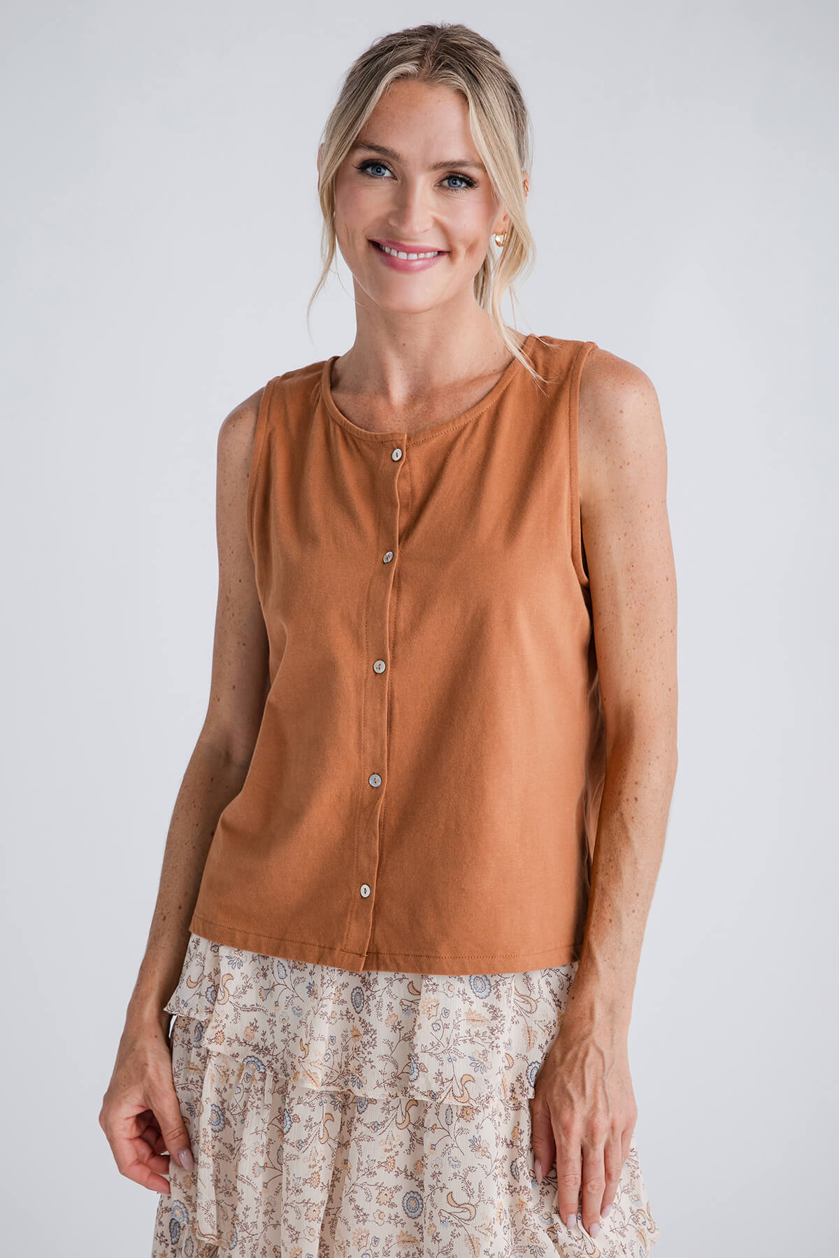 Minimalist Button-front Tank Top