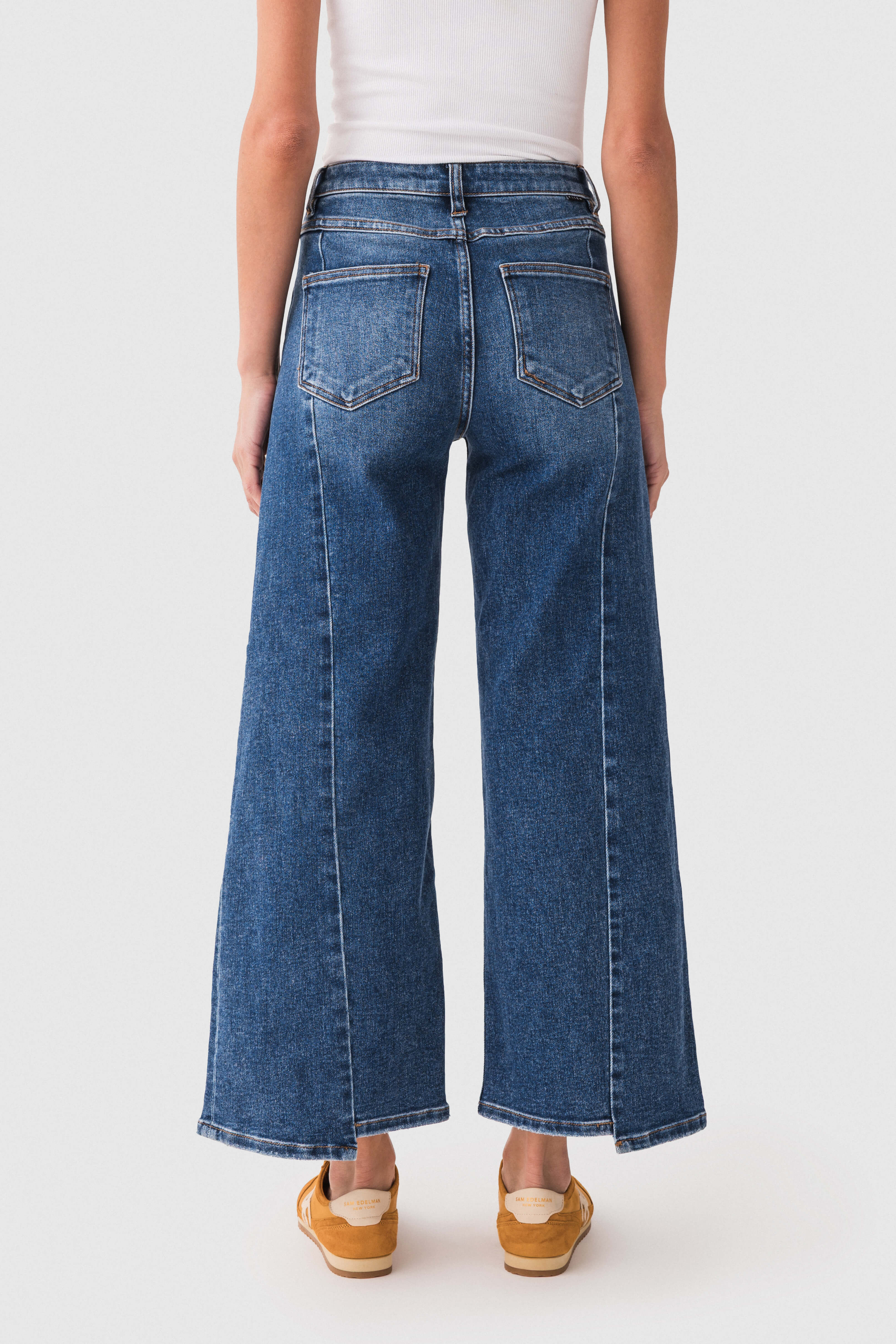 Angular-pocket Cropped High-rise Wide-leg Jeans