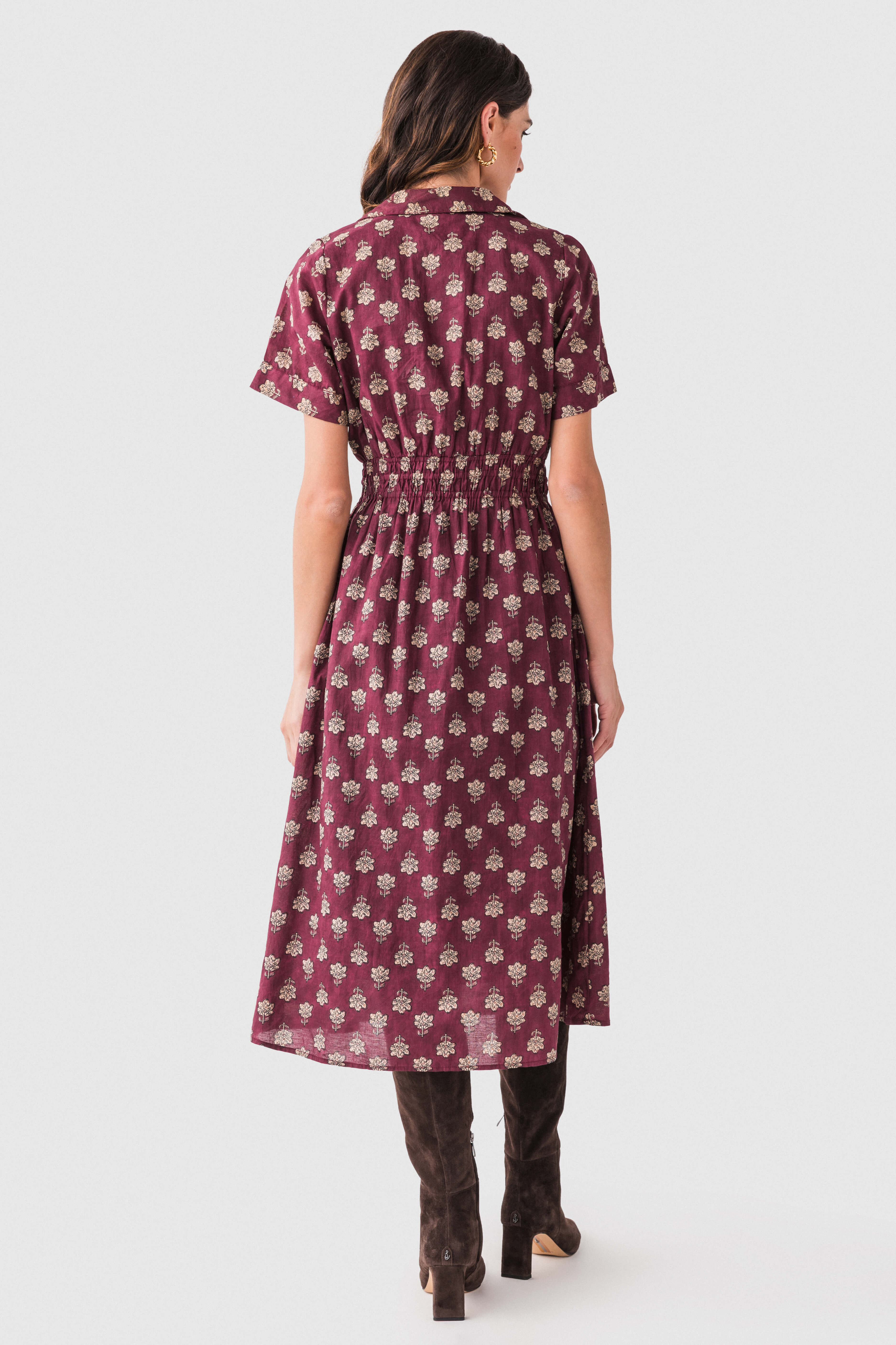 Floral-print Drawstring-waist Midi Dress