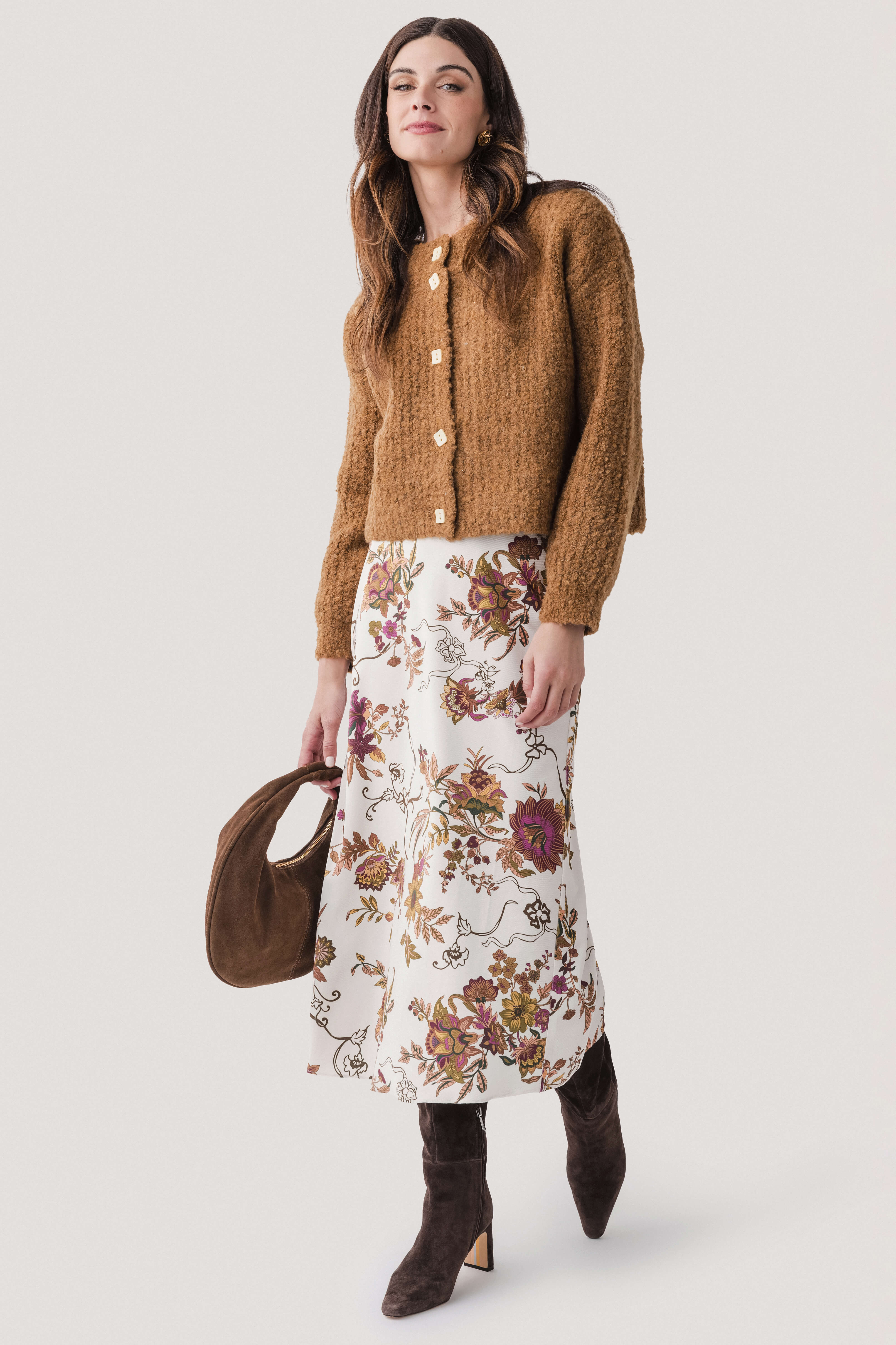 Textured Cropped Plush Cardigan