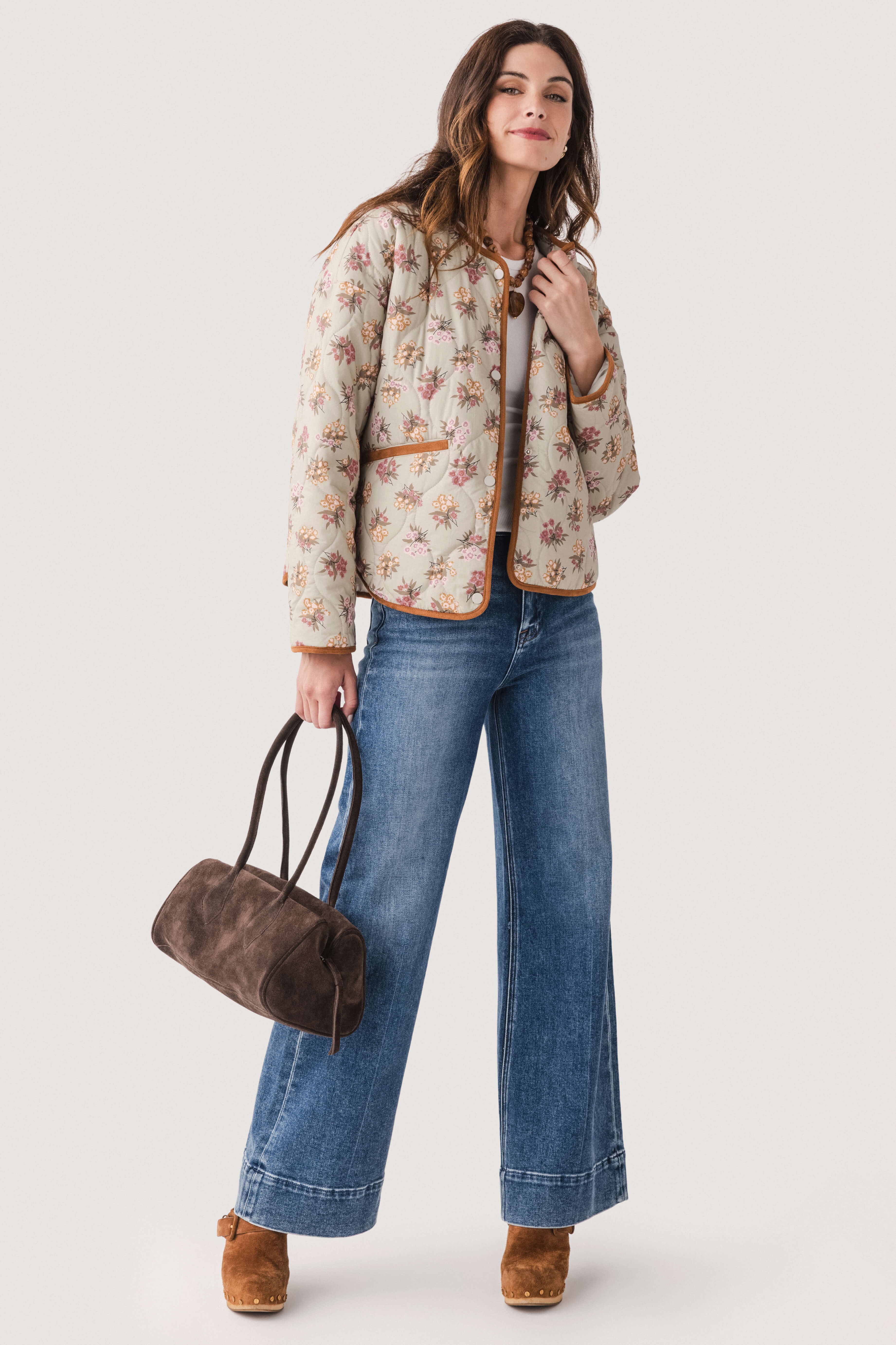 Vintage Cropped Floral Quilted Jacket