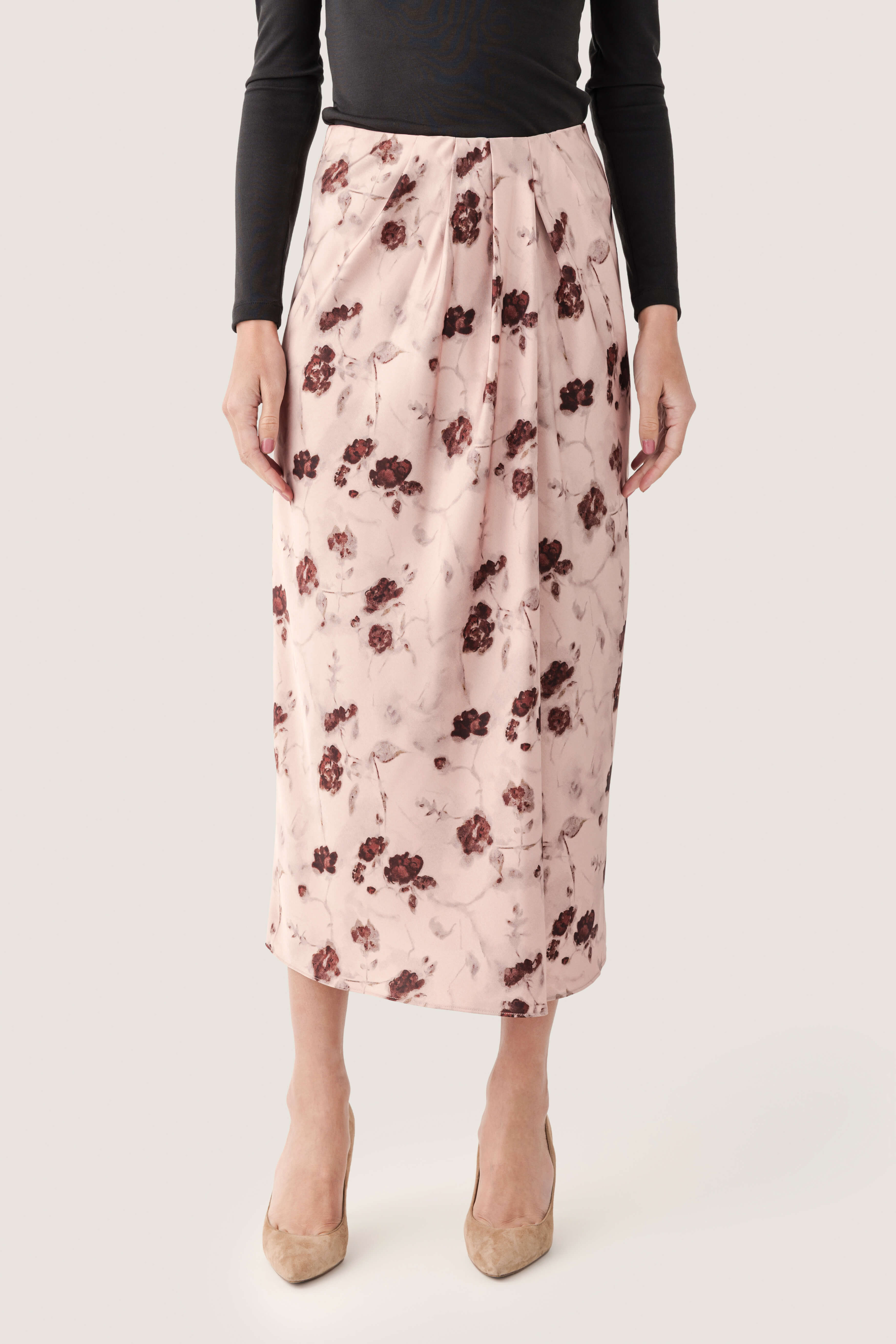 Floral-print Pleated Midi Skirt