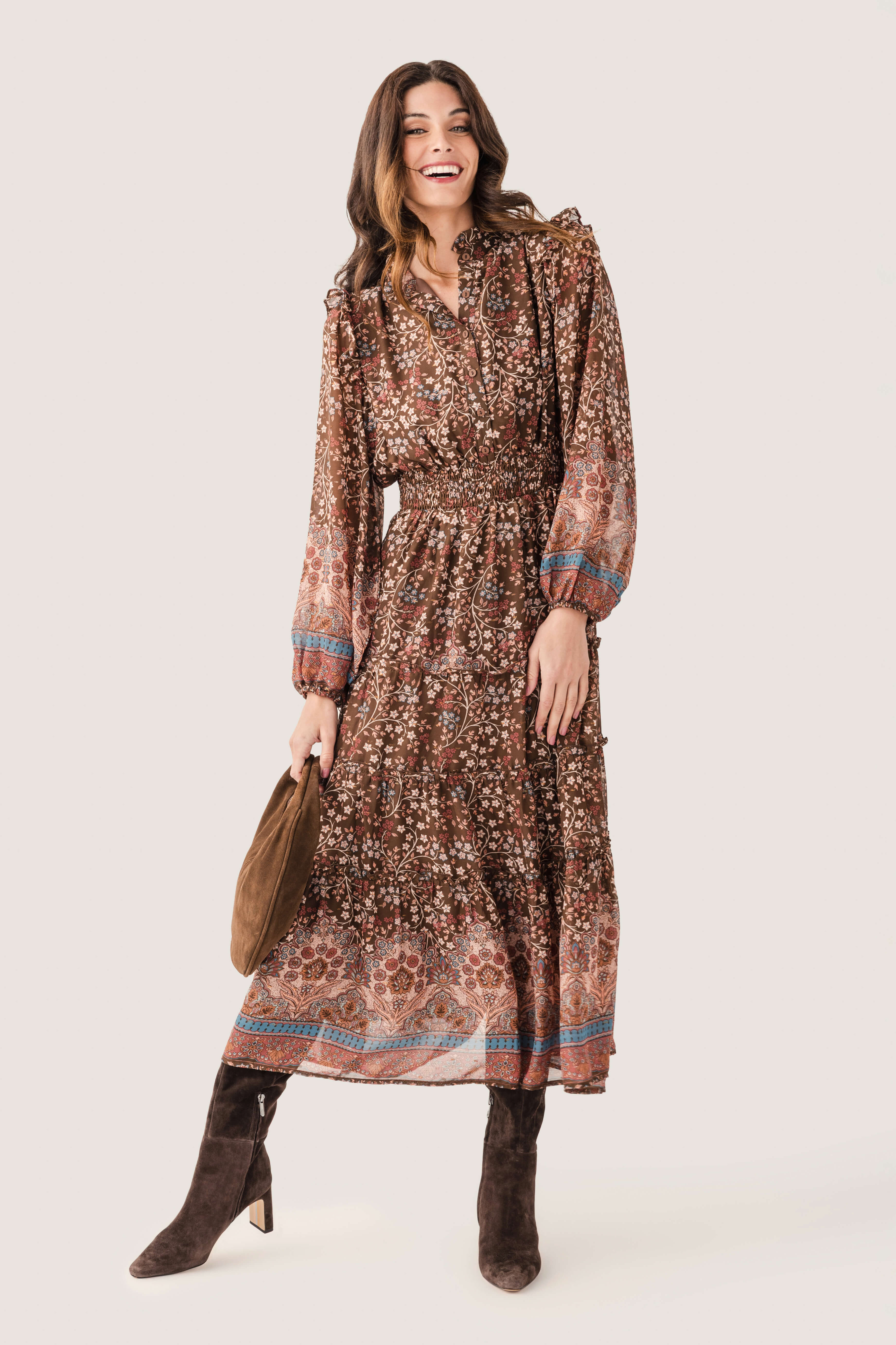 Bohemian Ruffled Tiered Maxi Dress