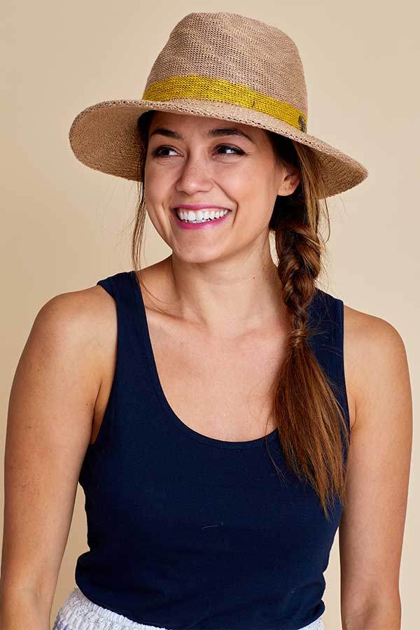 Textured Straw Fedora Hat